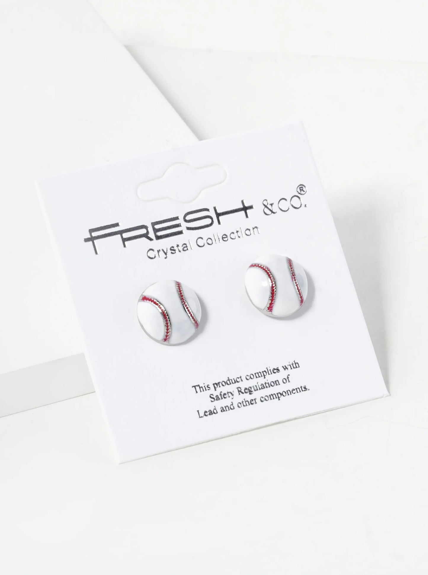 Enamel Filled 10mm Half Circle Baseball Stud Earrings