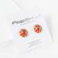 Enamel Filled 10mm Half Circle Basketball Stud Earrings