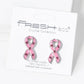 Enamel Filled 20mm Pink Ribbon Stud Earrings