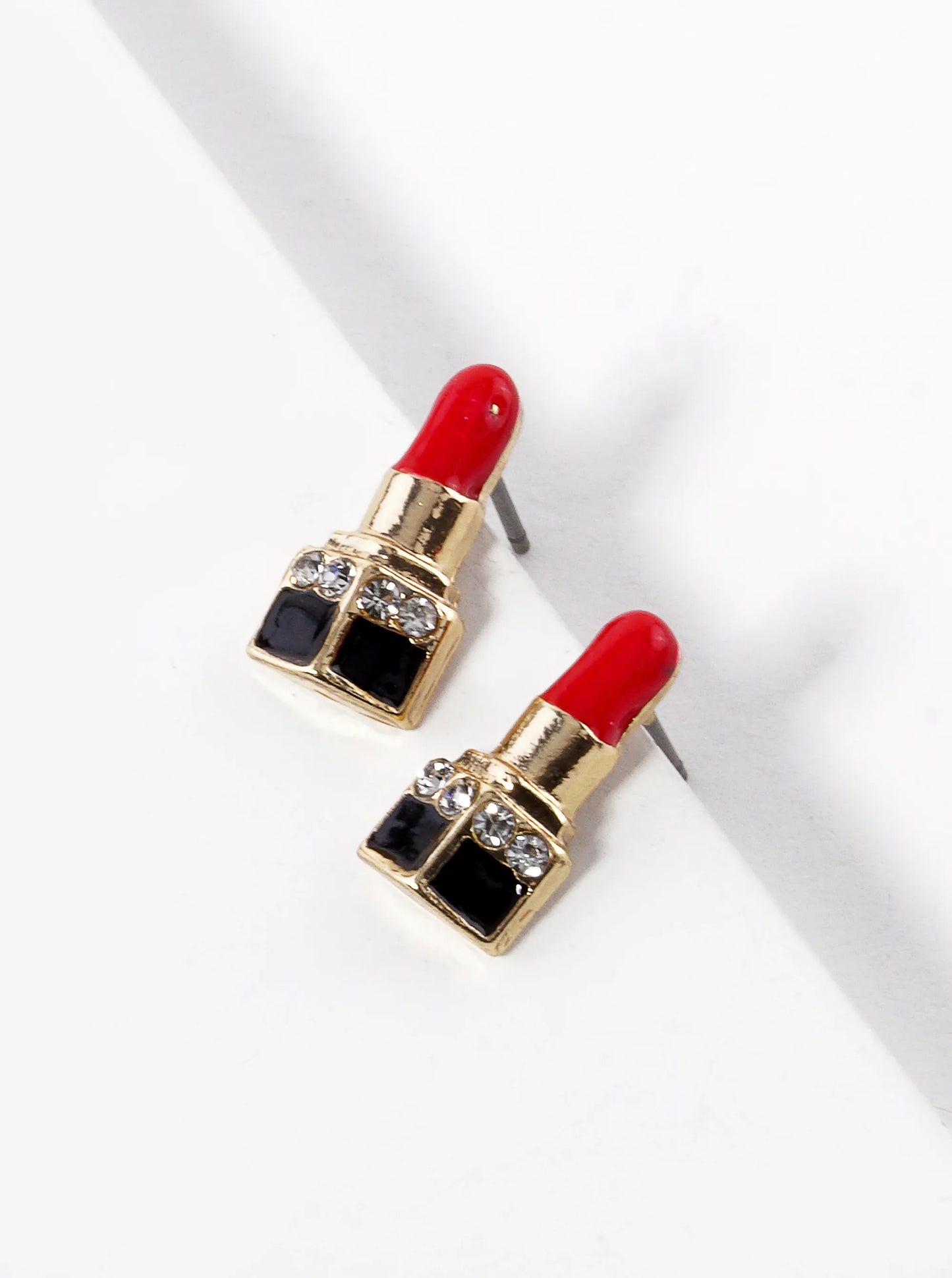 Enamel Filled Dainty Lipstick Stud Earrings