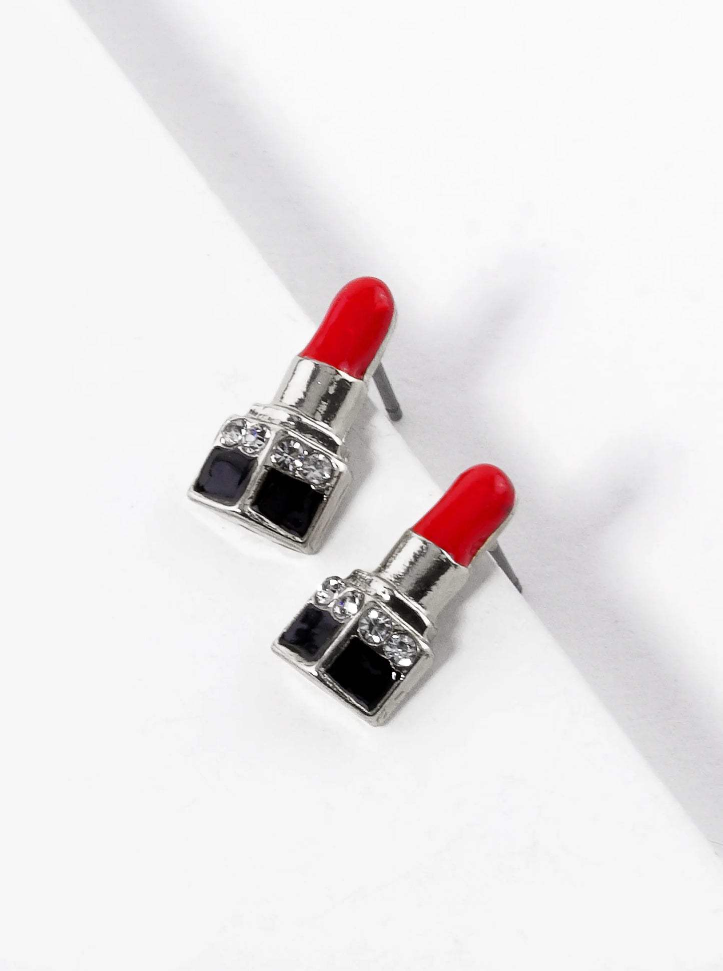 Enamel Filled Dainty Lipstick Stud Earrings