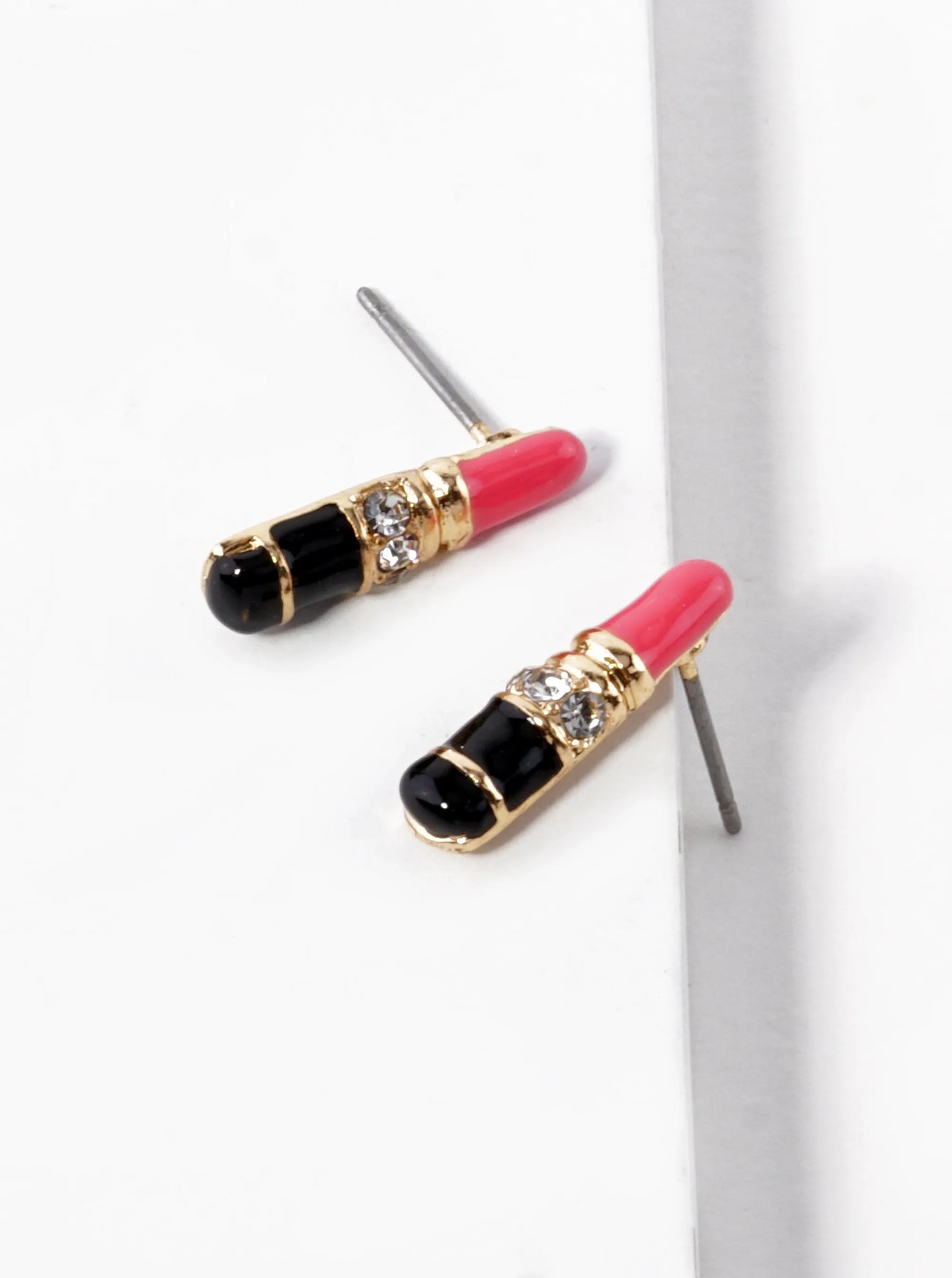 Enamel Filled Dainty Lipstick Stud Earrings