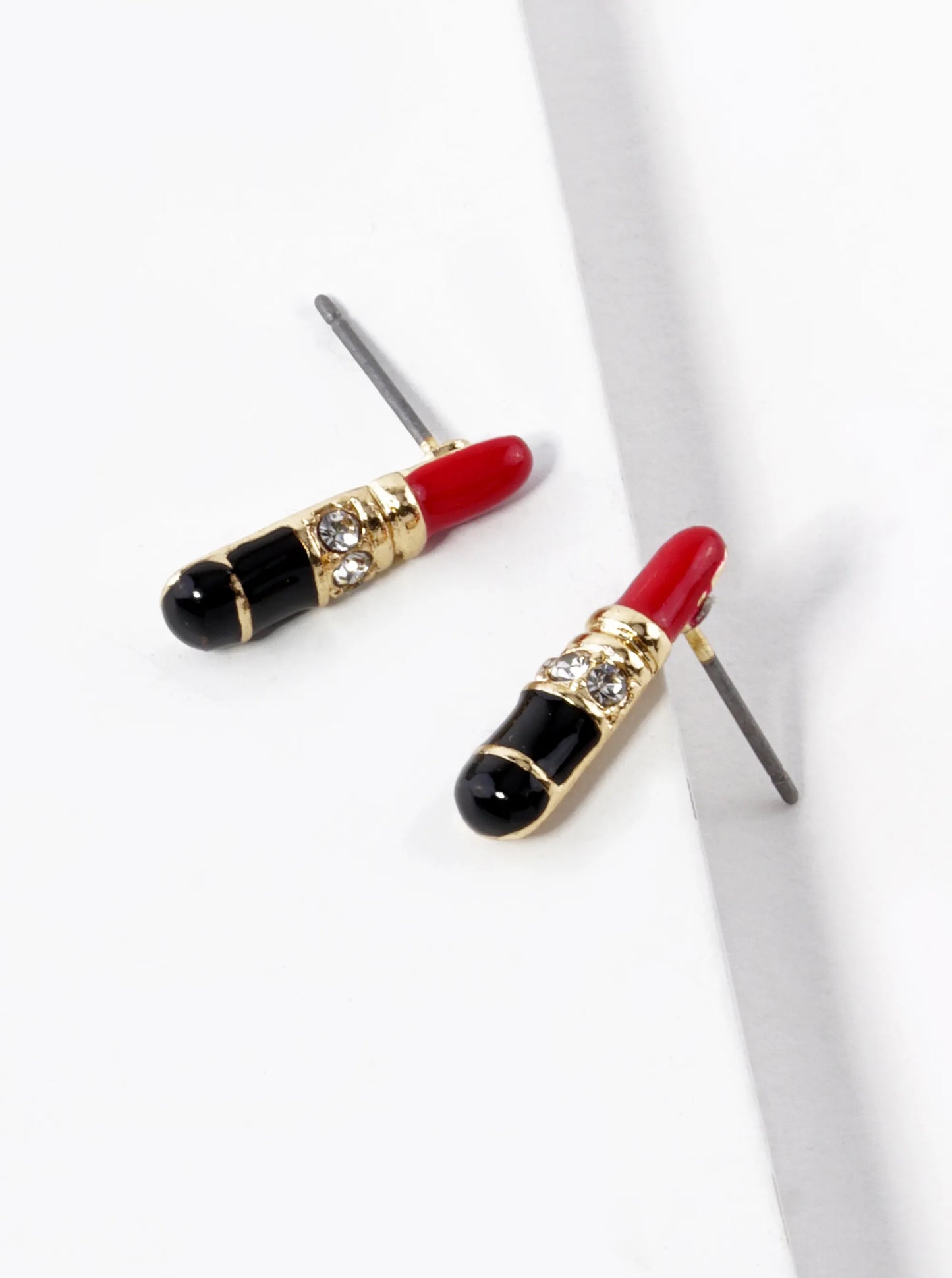 Enamel Filled Dainty Lipstick Stud Earrings