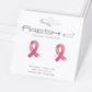 Enamel Filled Pink Ribbon Stud Earrings