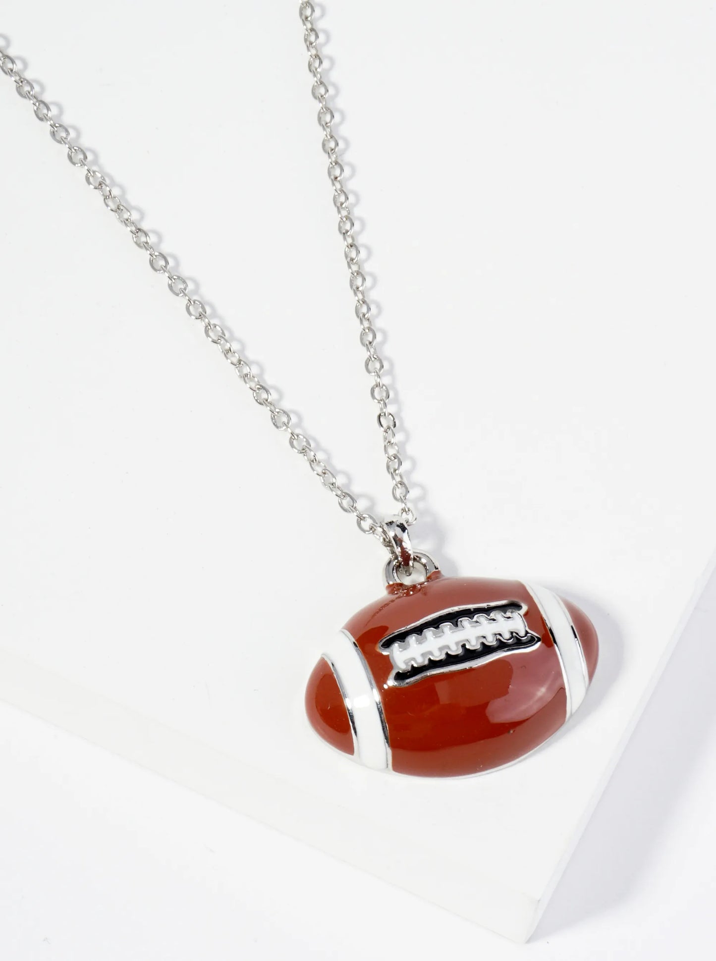 Enamel Football Pendant Game Day Necklace