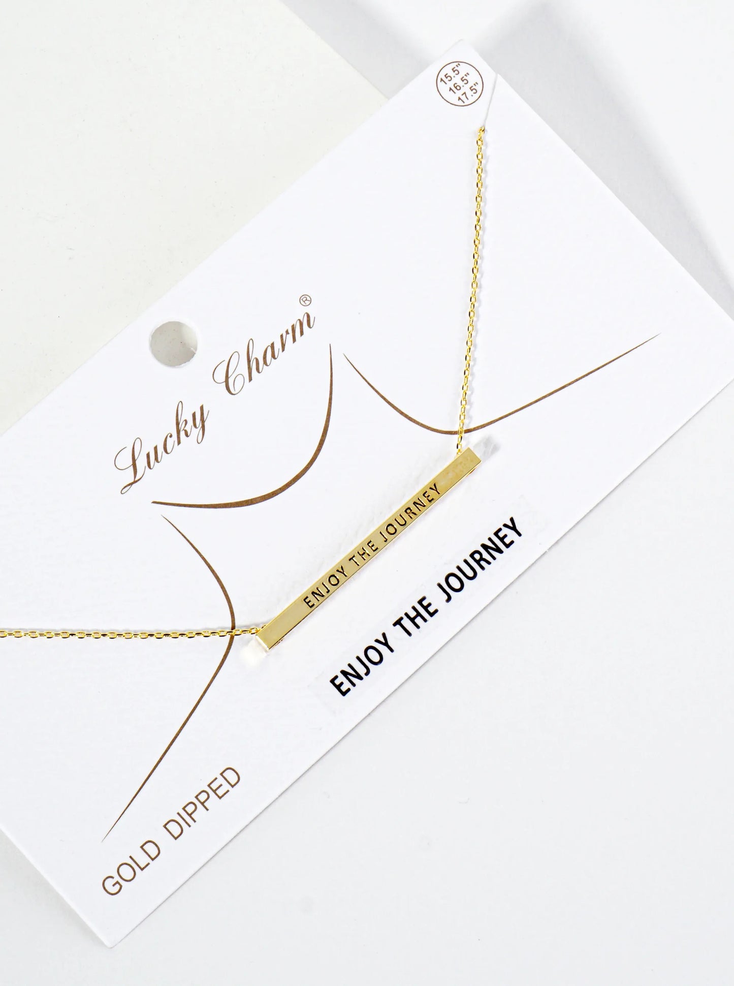 Enjoy The Journey Engraved 18K Gold Dipped Horizontal Brass Bar Pendant Inspirational Necklace