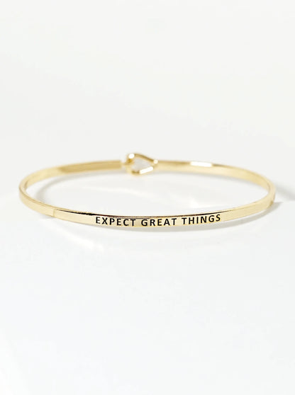 Expect Great Things Engraved Inspirational Bangle Bracelet