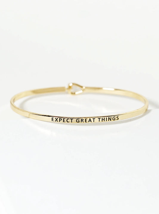 Expect Great Things Engraved Inspirational Bangle Bracelet