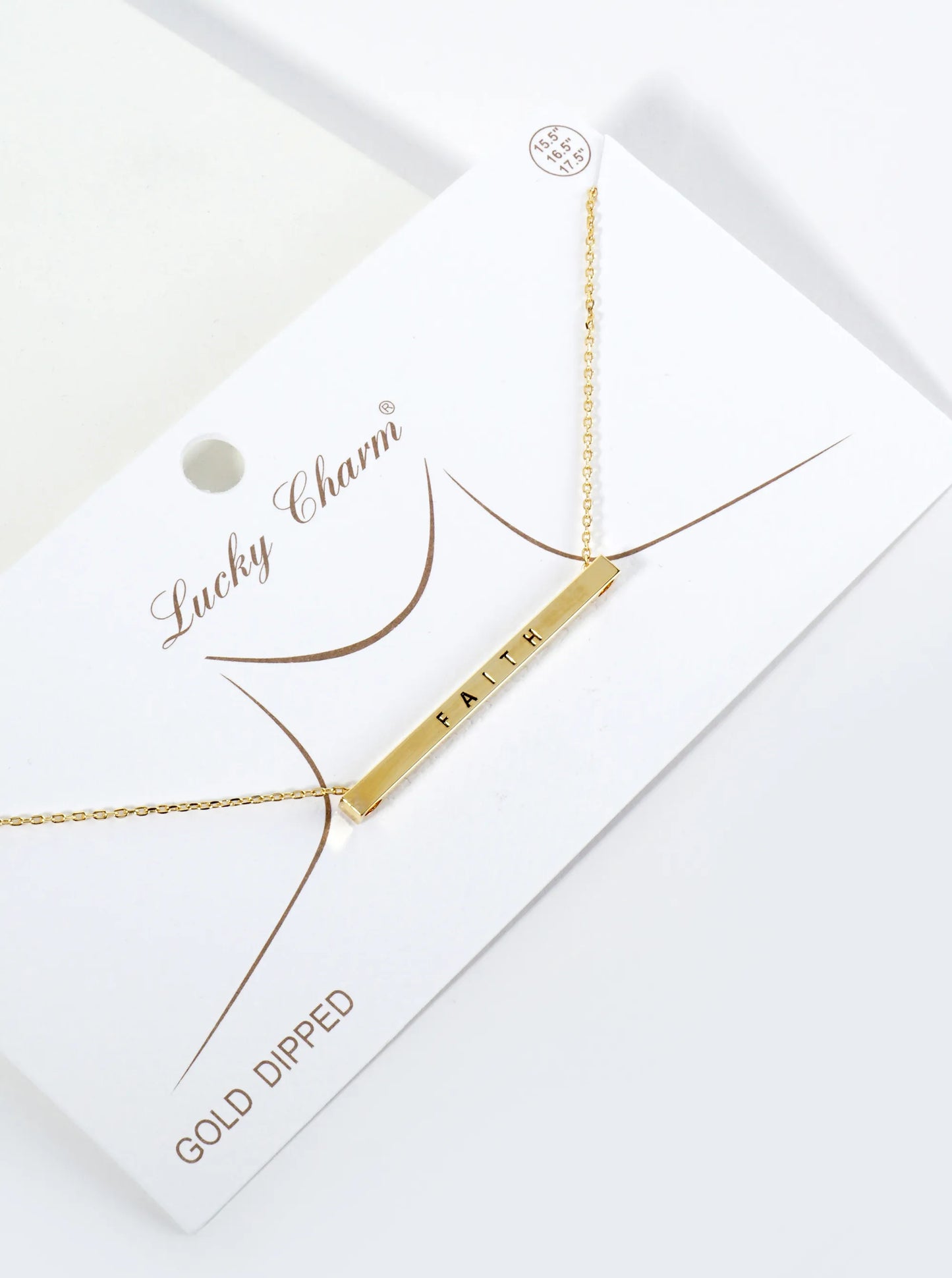 Faith Engraved 18K Gold Dipped Horizontal Brass Bar Pendant Inspirational Necklace
