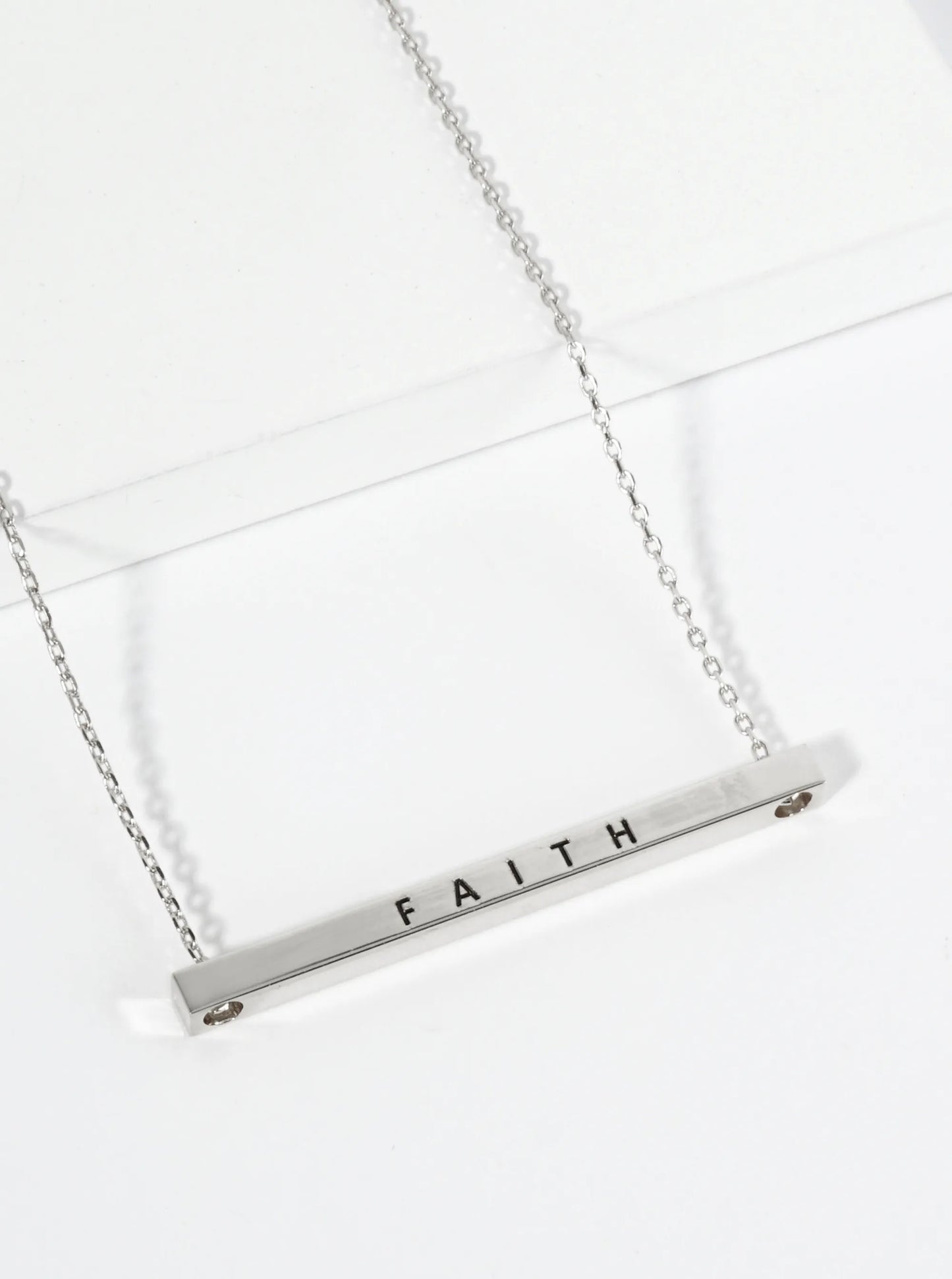 Faith Engraved 18K Gold Dipped Horizontal Brass Bar Pendant Inspirational Necklace