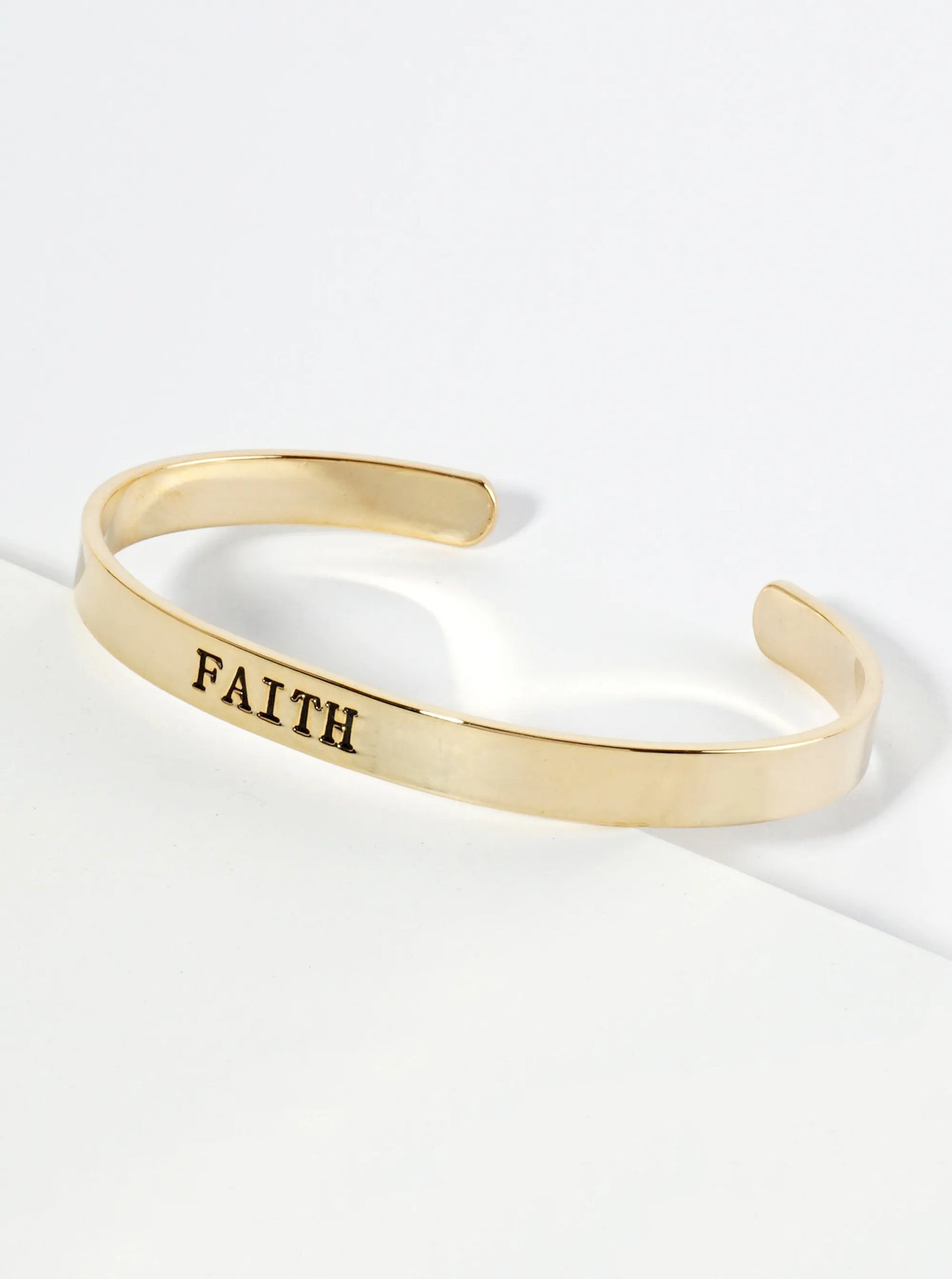Faith Engraved 18K Gold Dipped Open Cuff Bangle Bracelet