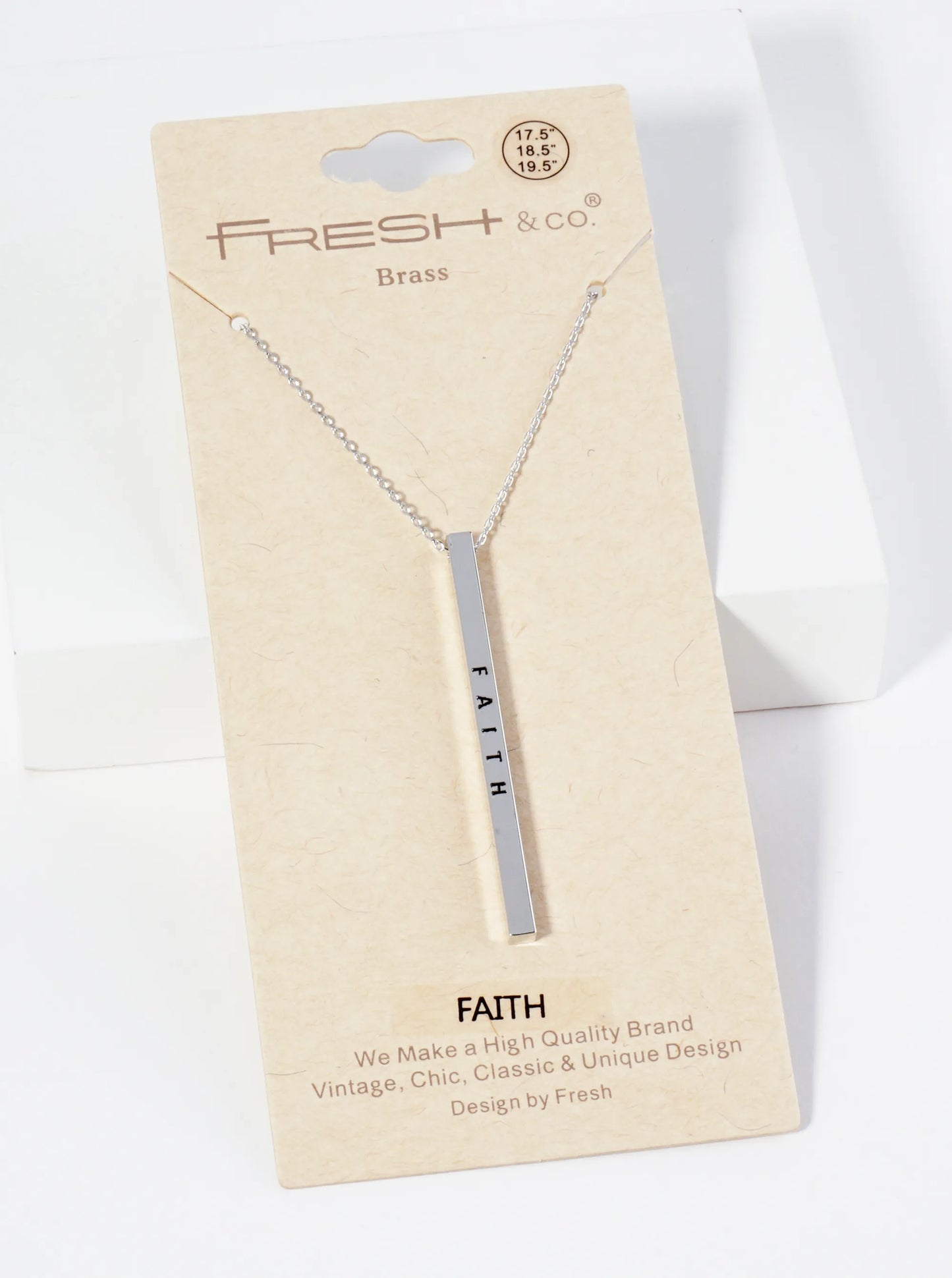Faith Engraved Vertical Bar Pendant Inspirational Necklace