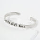 Faith Hope Love Engraved 18K Gold Dipped Open Cuff Bangle Bracelet