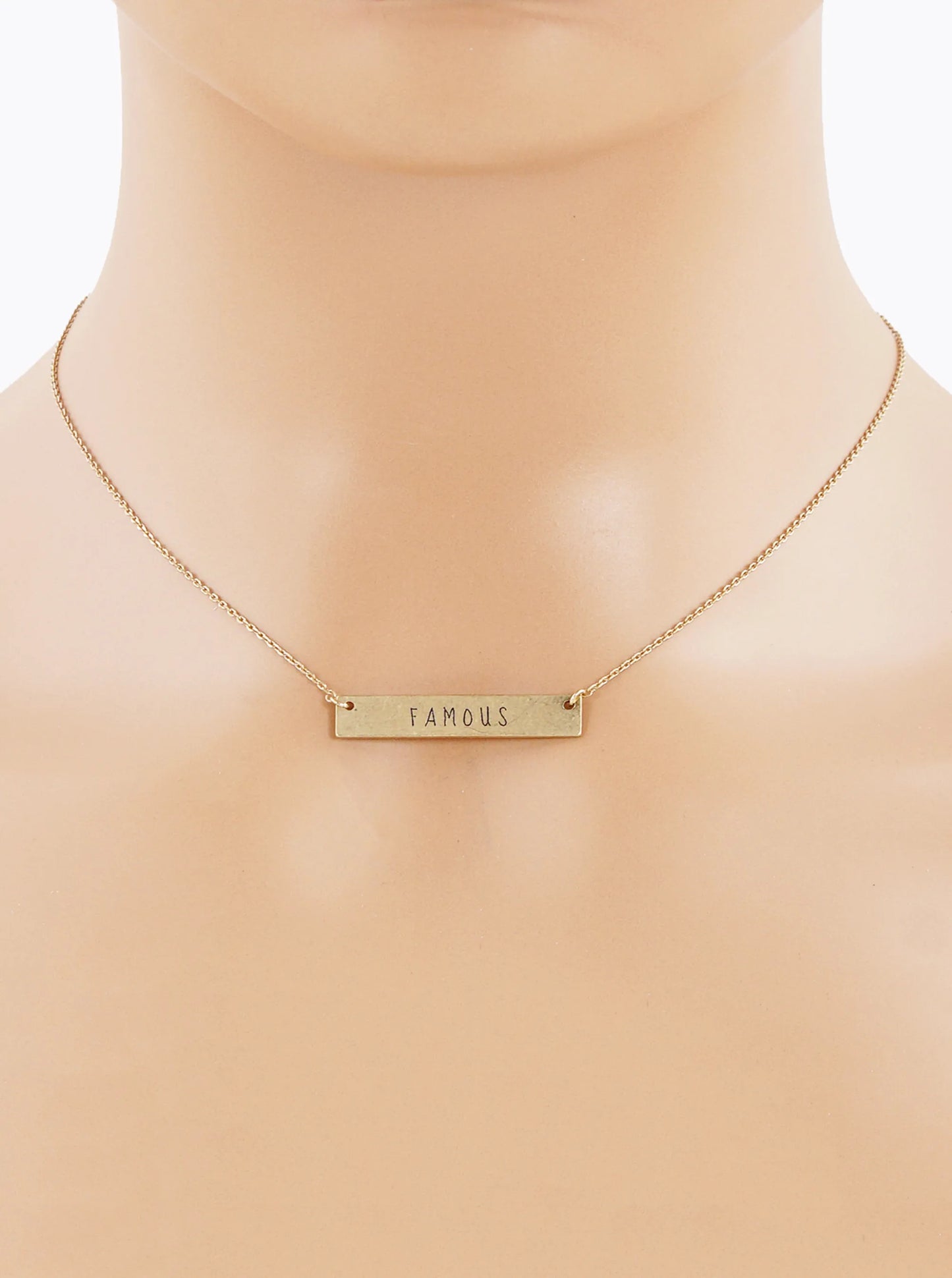 Famous Engraved Horizontal Bar Pendant Necklace