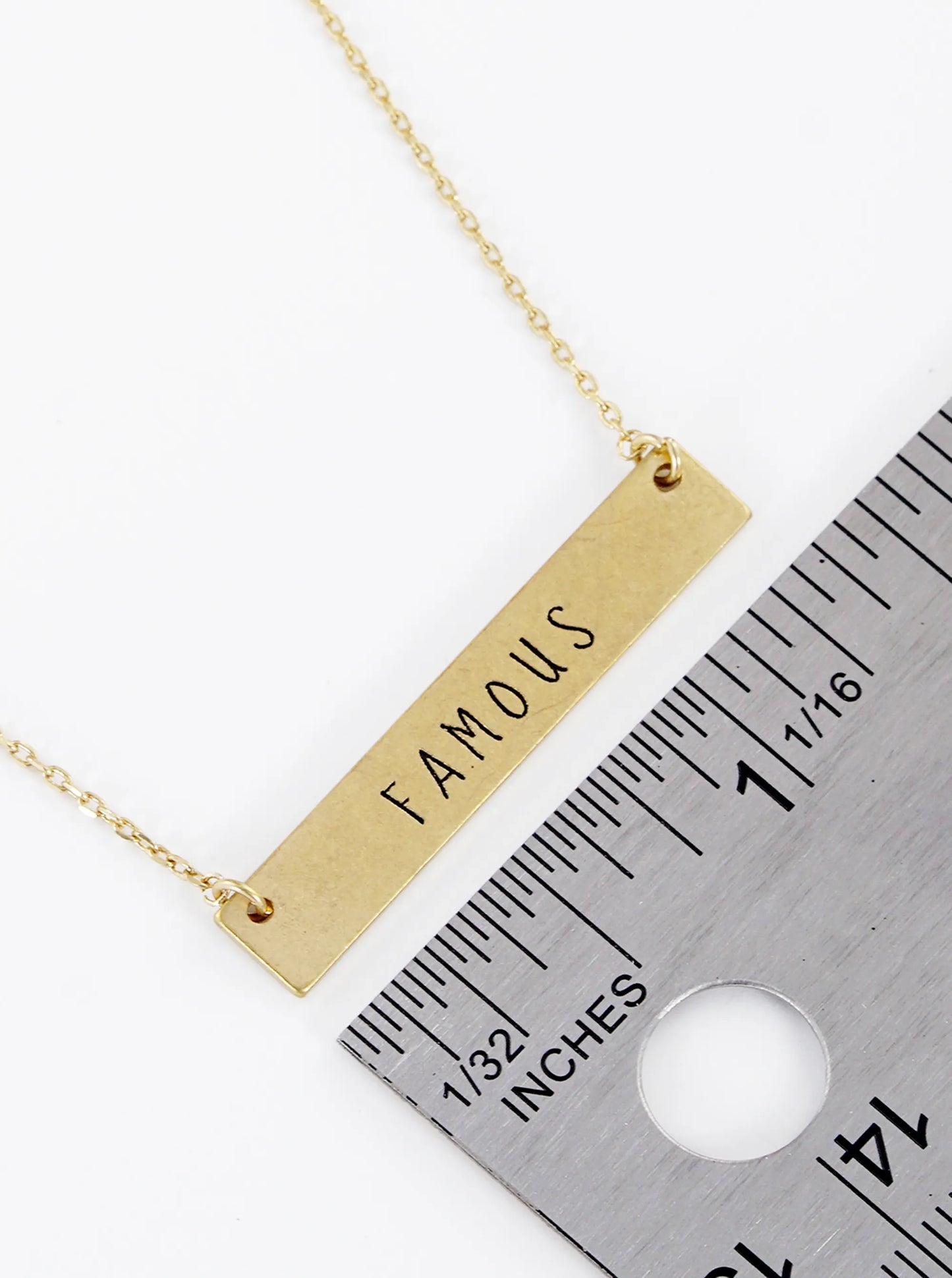Famous Engraved Horizontal Bar Pendant Necklace