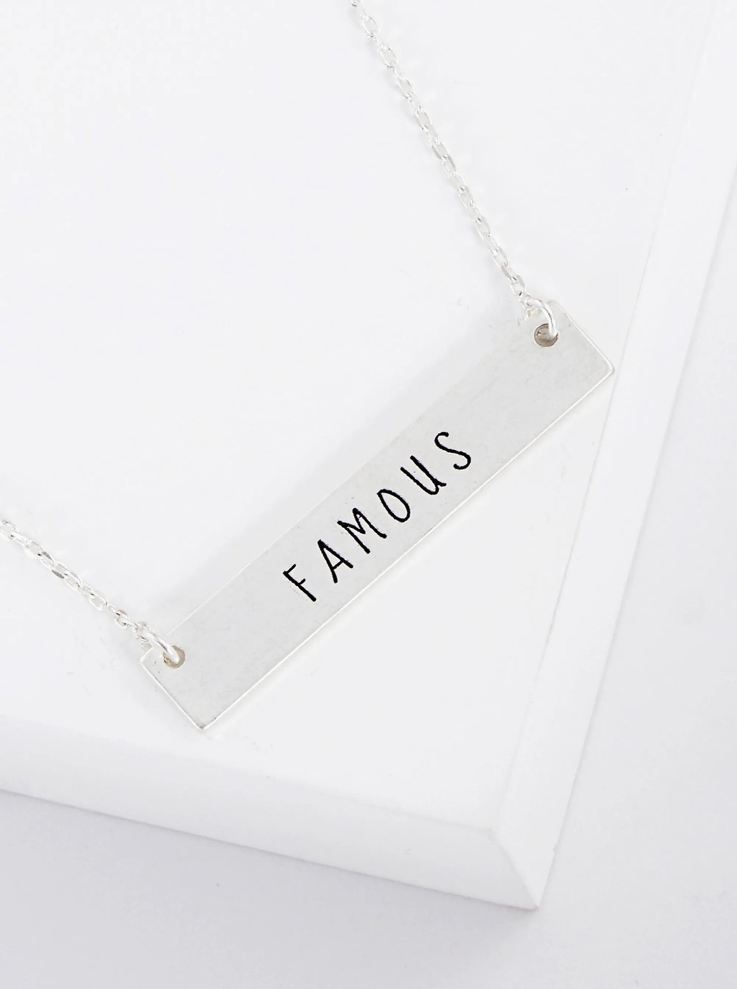 Famous Engraved Horizontal Bar Pendant Necklace