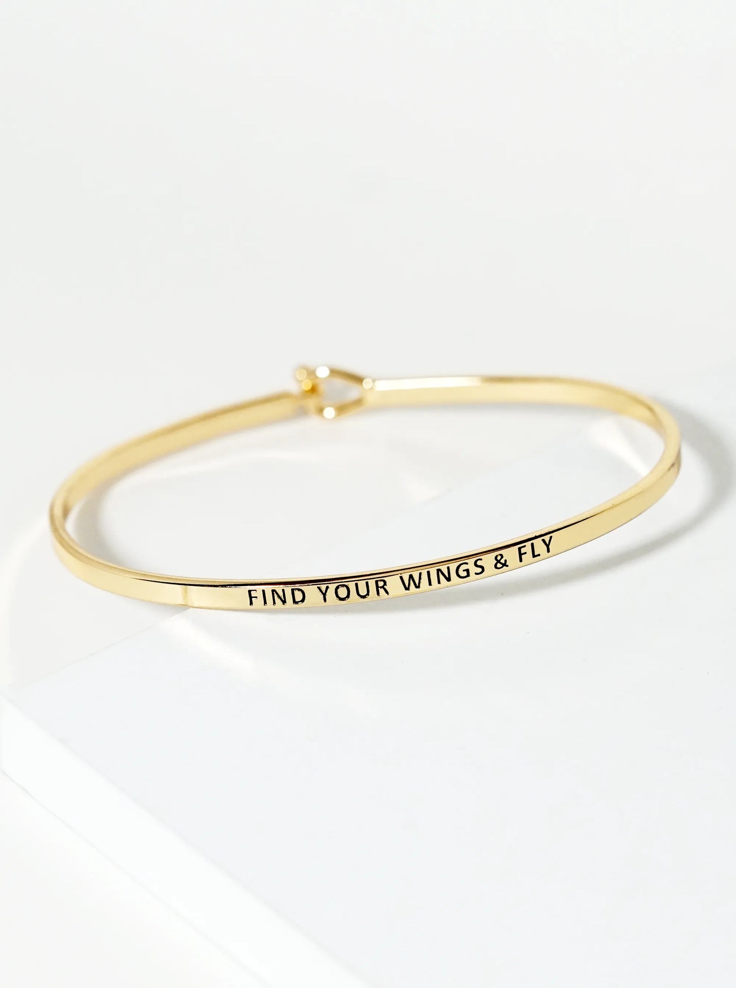 Find Your Wings And Fly Engraved Inspirational Bangle Bracelet