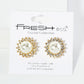 Flower Inspired Crystal Pave 9mm Pearl Stud Earrings