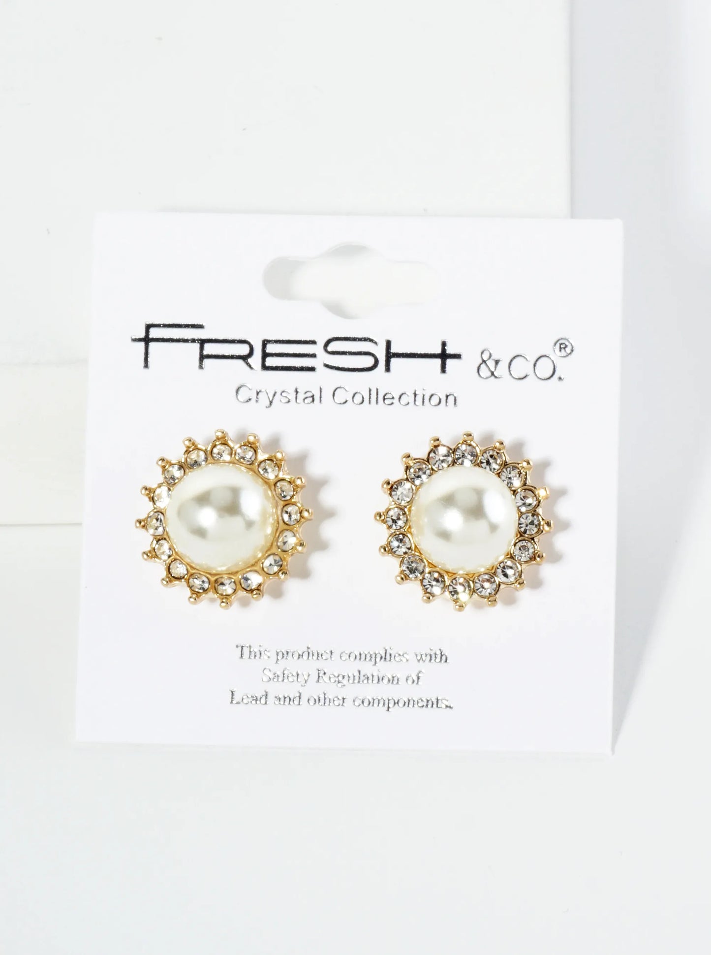 Flower Inspired Crystal Pave 9mm Pearl Stud Earrings