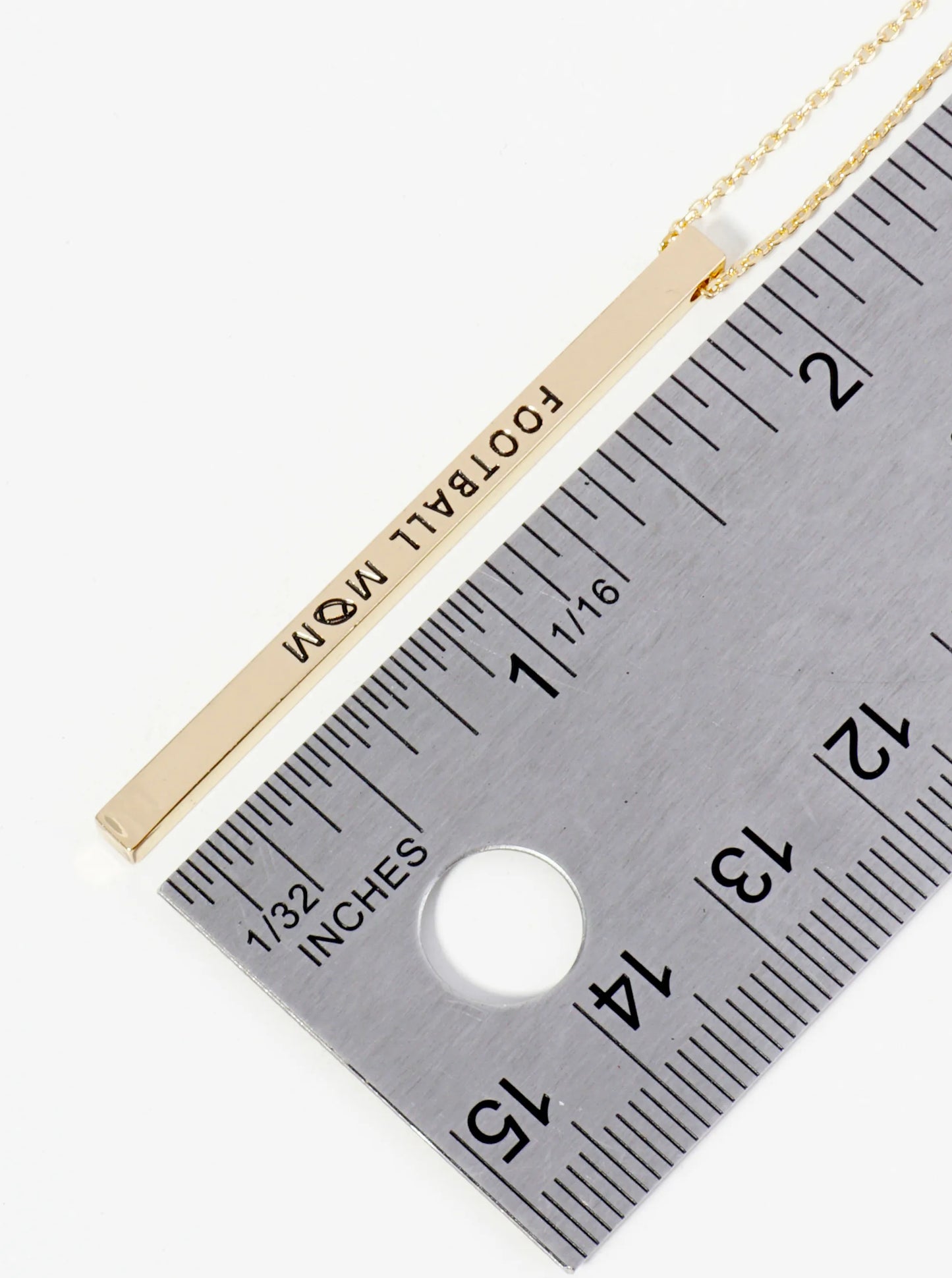 Football Mom Engraved Vertical Bar Pendant Inspirational Necklace