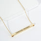 Forever Friends Engraved 18K Gold Dipped Horizontal Brass Bar Pendant Inspirational Necklace