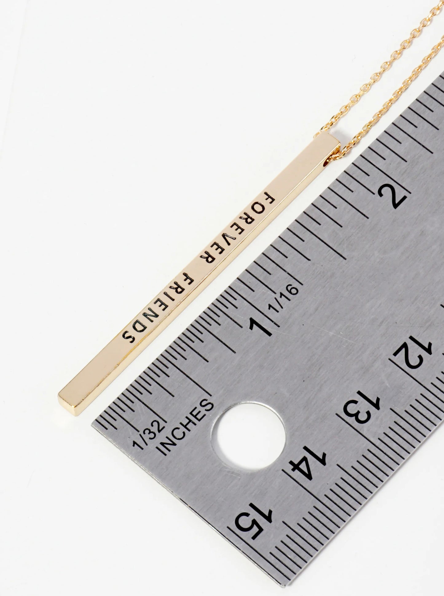 Forever Friends Engraved Vertical Bar Pendant Inspirational Necklace