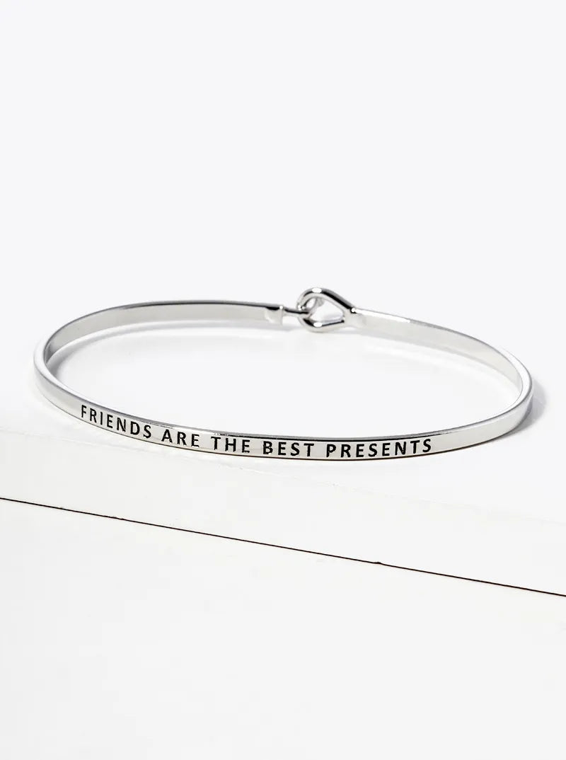 Friends Are The Best Presents Engraved Inspirational Bangle Bracelet