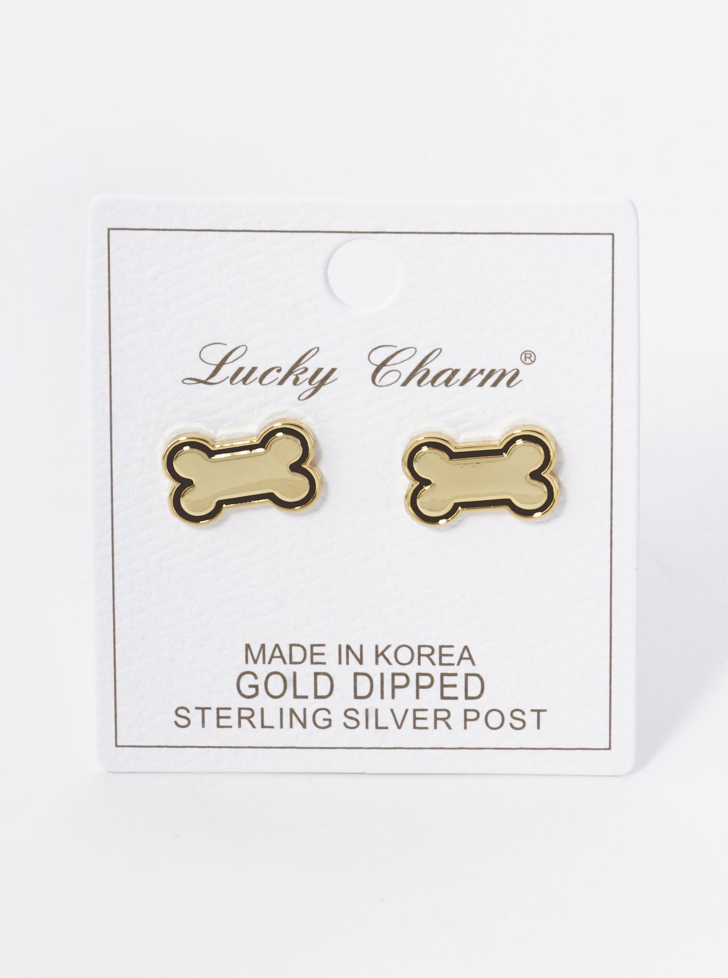 Game Day Mascot 18K Gold Dipped 9mm Enamel Dog Bone Treat Stud Earrings