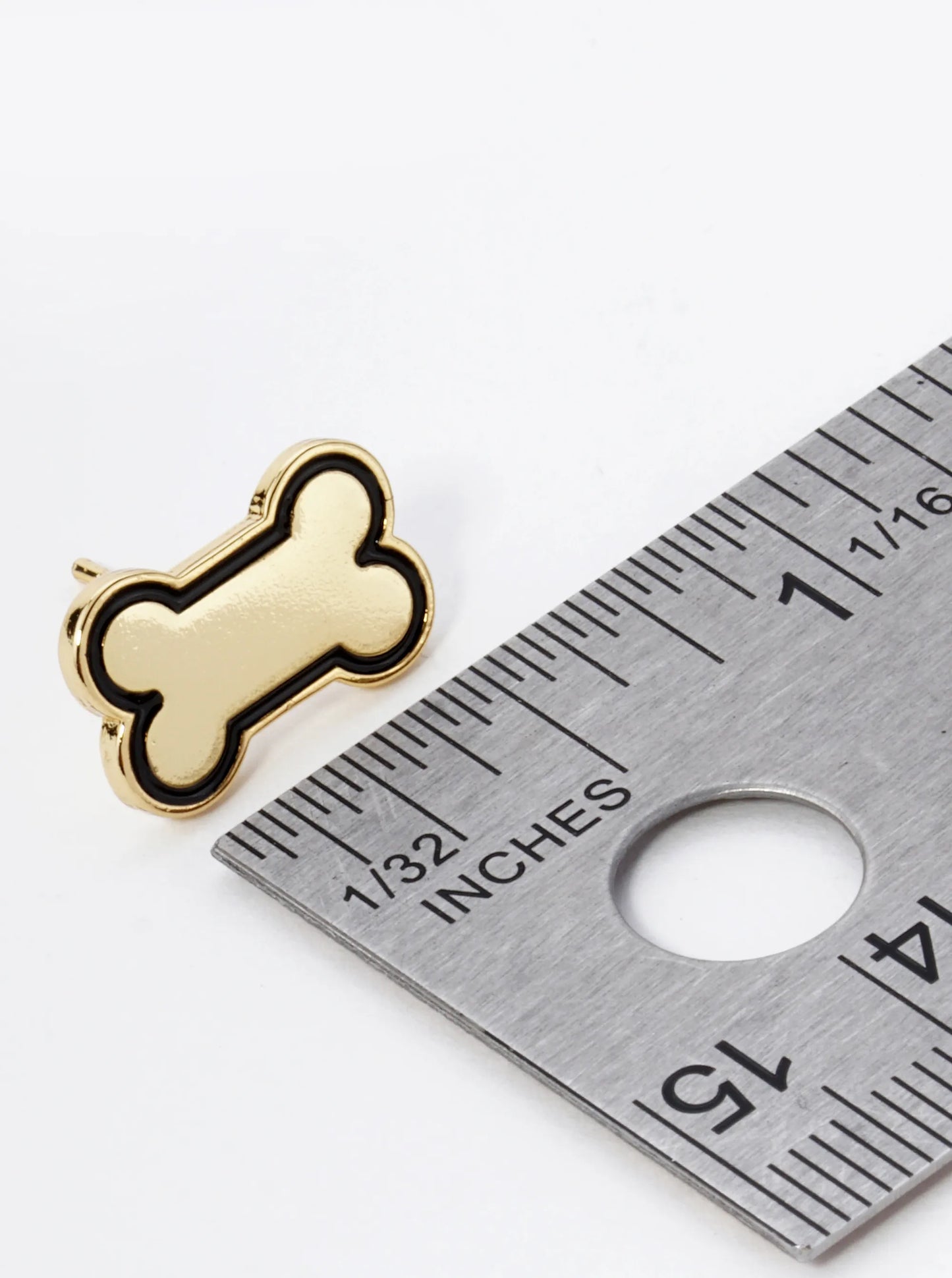 Game Day Mascot 18K Gold Dipped 9mm Enamel Dog Bone Treat Stud Earrings