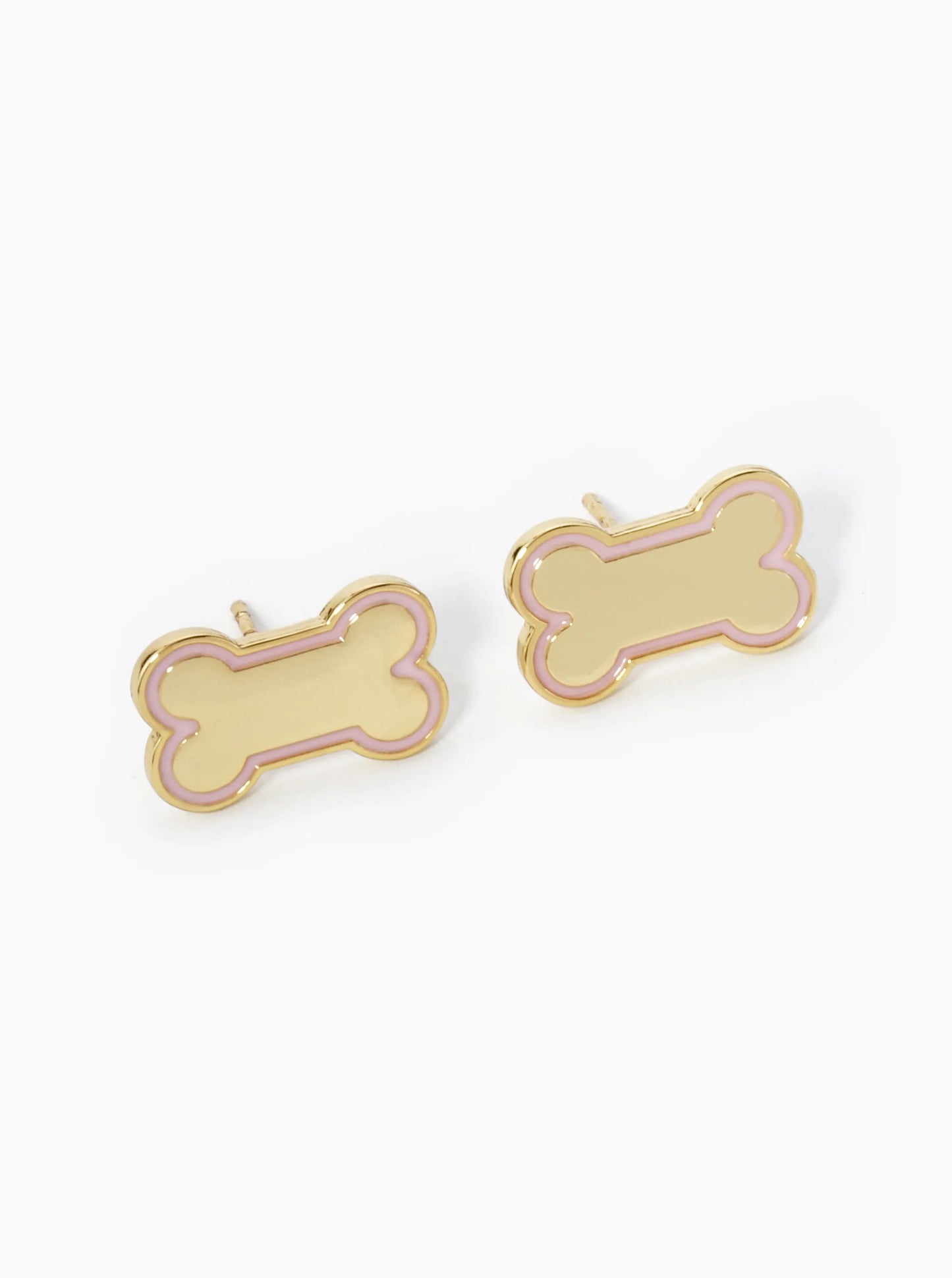Game Day Mascot 18K Gold Dipped 9mm Enamel Dog Bone Treat Stud Earrings