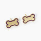 Game Day Mascot 18K Gold Dipped 9mm Enamel Dog Bone Treat Stud Earrings