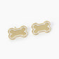 Game Day Mascot 18K Gold Dipped 9mm Enamel Dog Bone Treat Stud Earrings