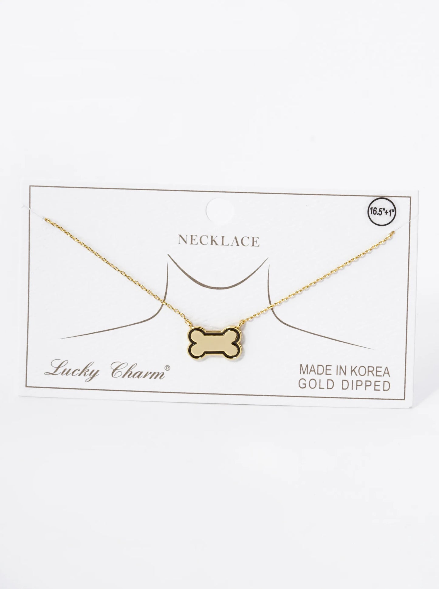 Game Day Mascot 18K Gold Dipped Enamel Dog Bone Treat Pendant Necklace