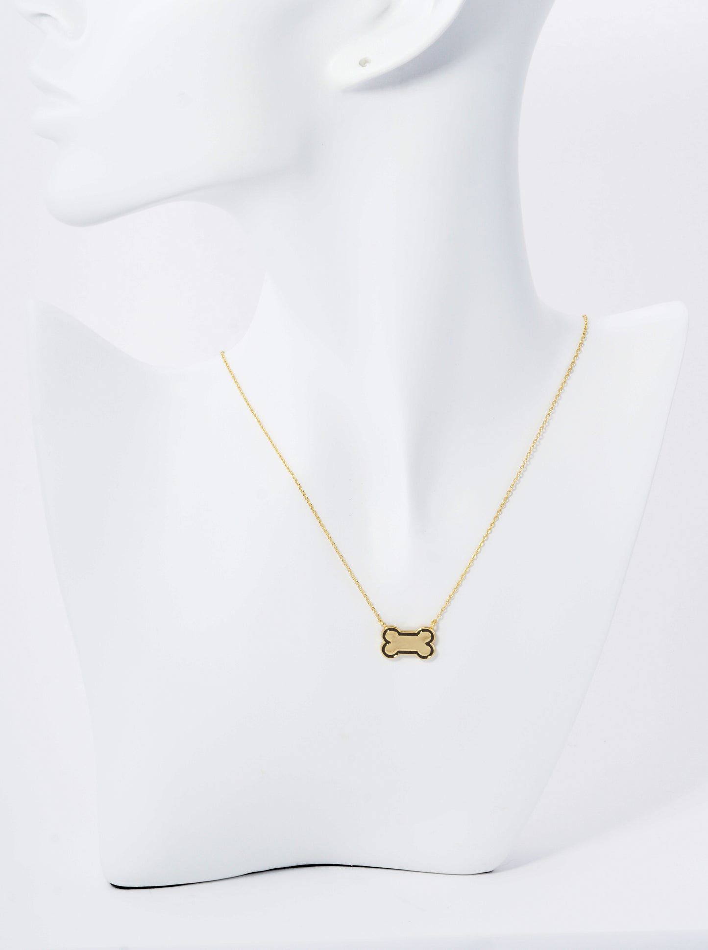 Game Day Mascot 18K Gold Dipped Enamel Dog Bone Treat Pendant Necklace