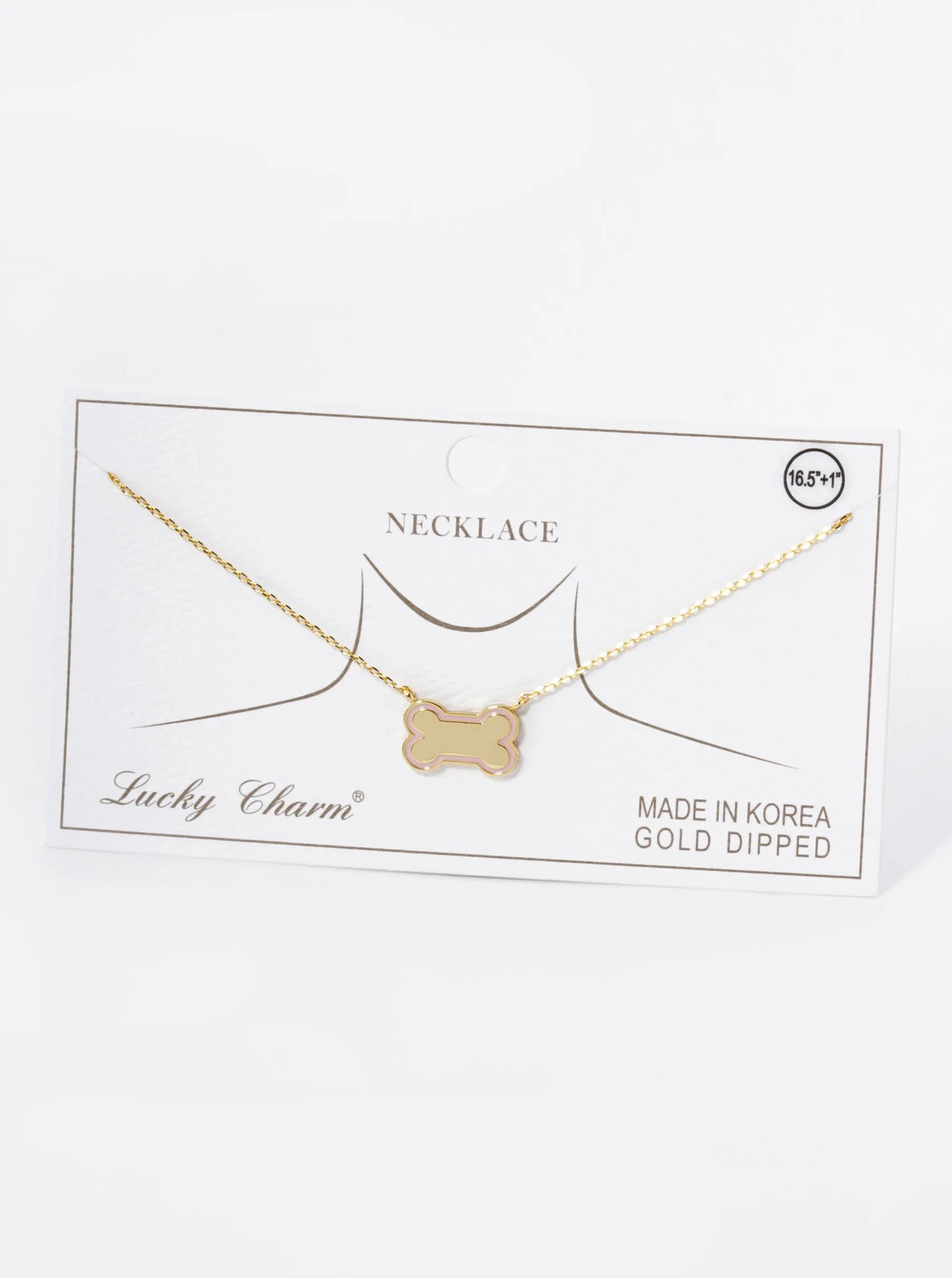 Game Day Mascot 18K Gold Dipped Enamel Dog Bone Treat Pendant Necklace