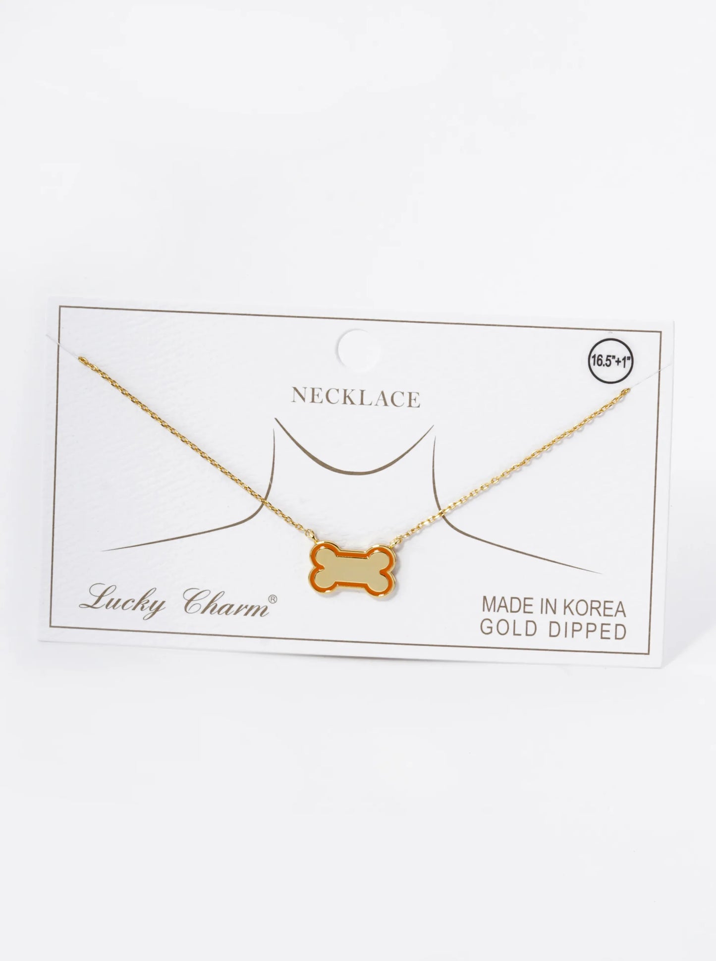 Game Day Mascot 18K Gold Dipped Enamel Dog Bone Treat Pendant Necklace