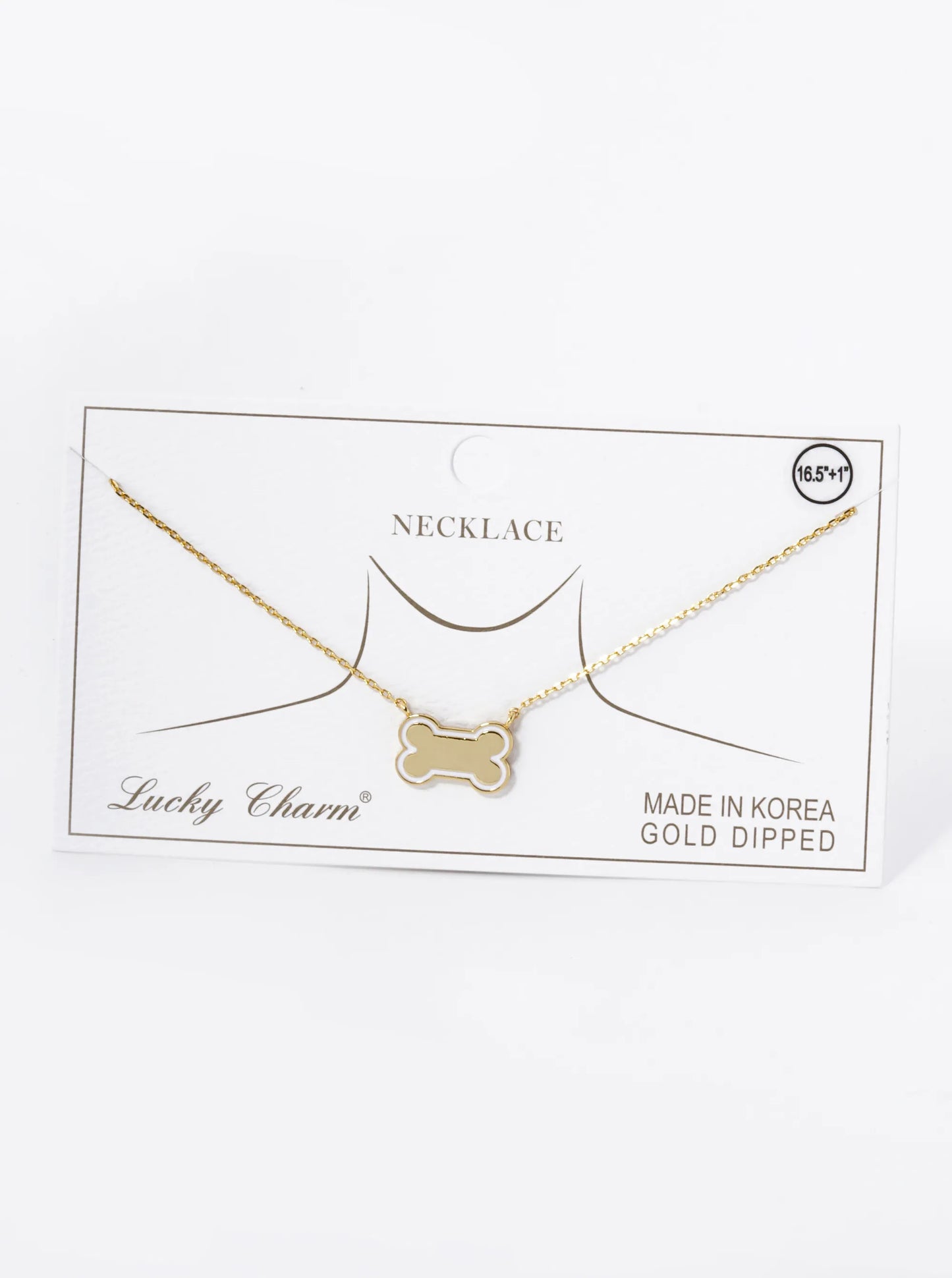 Game Day Mascot 18K Gold Dipped Enamel Dog Bone Treat Pendant Necklace