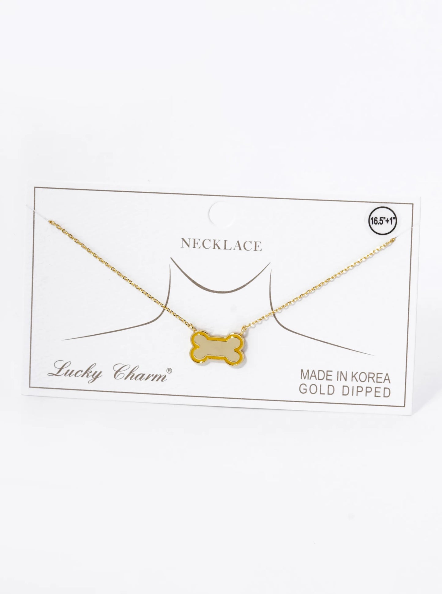 Game Day Mascot 18K Gold Dipped Enamel Dog Bone Treat Pendant Necklace