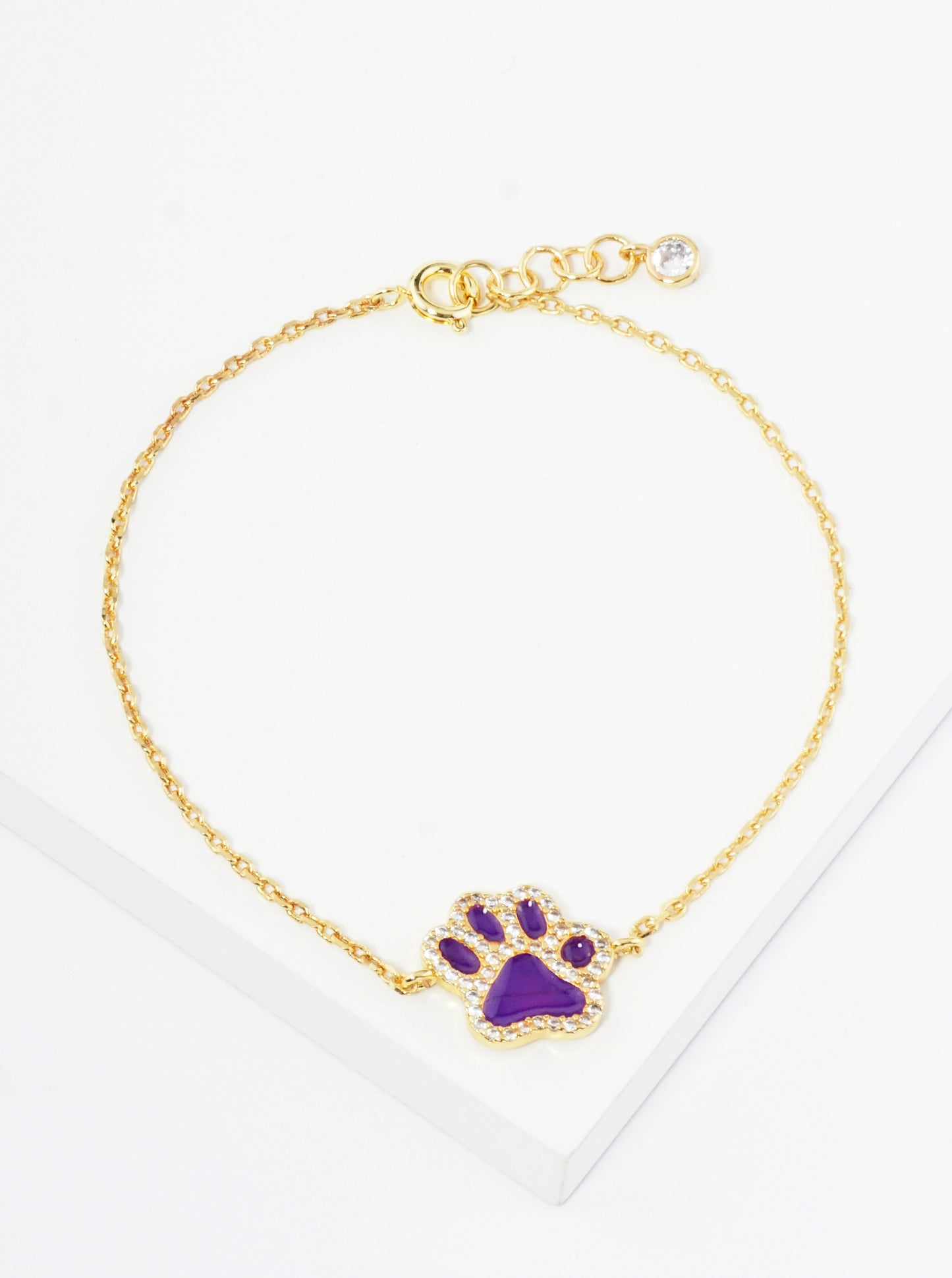 Game Day Mascot 18K Gold Dipped Micro Pave Set Cubic Zirconia 13mm Enamel Chain Bracelet