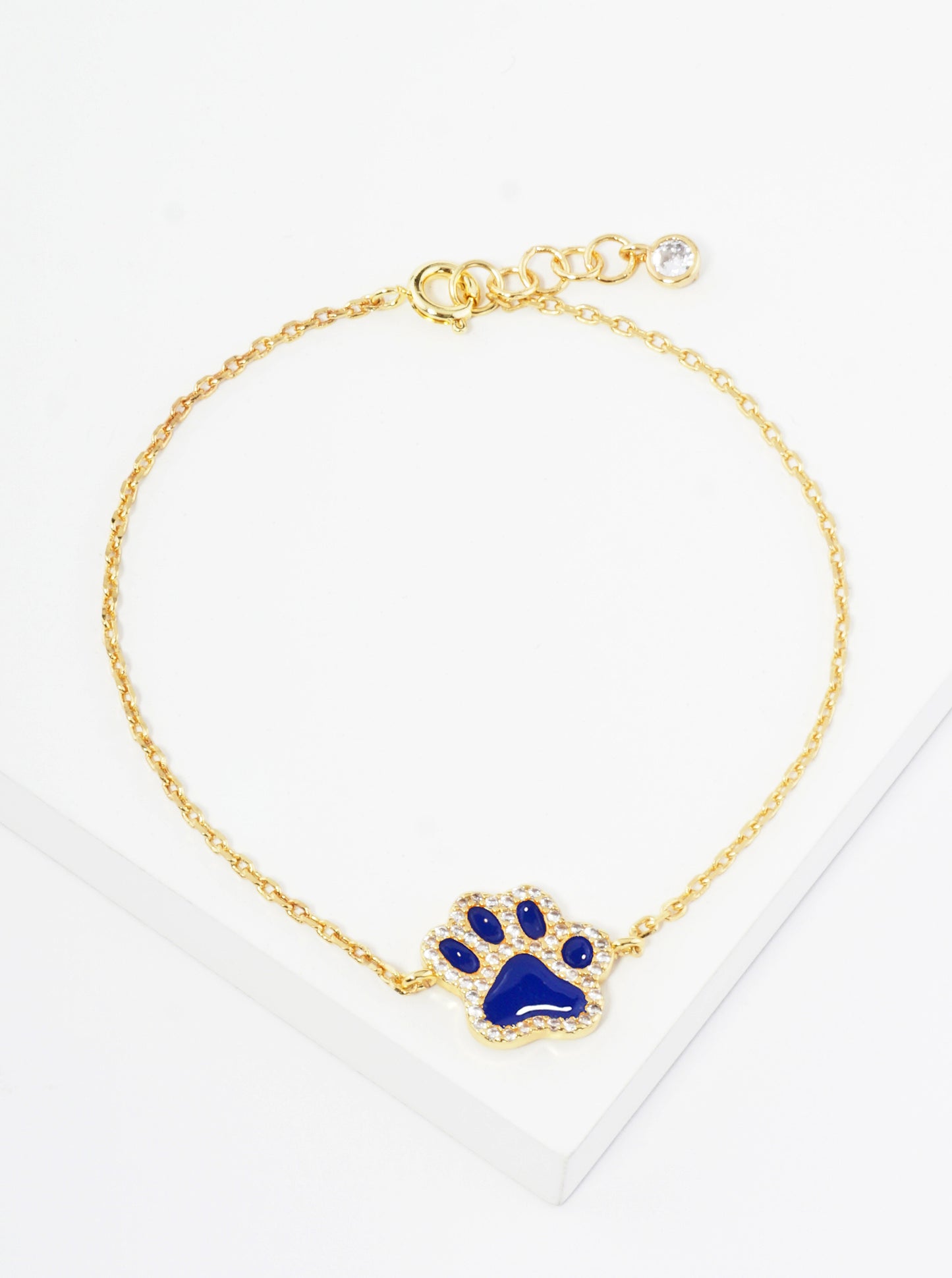 Game Day Mascot 18K Gold Dipped Micro Pave Set Cubic Zirconia 13mm Enamel Chain Bracelet