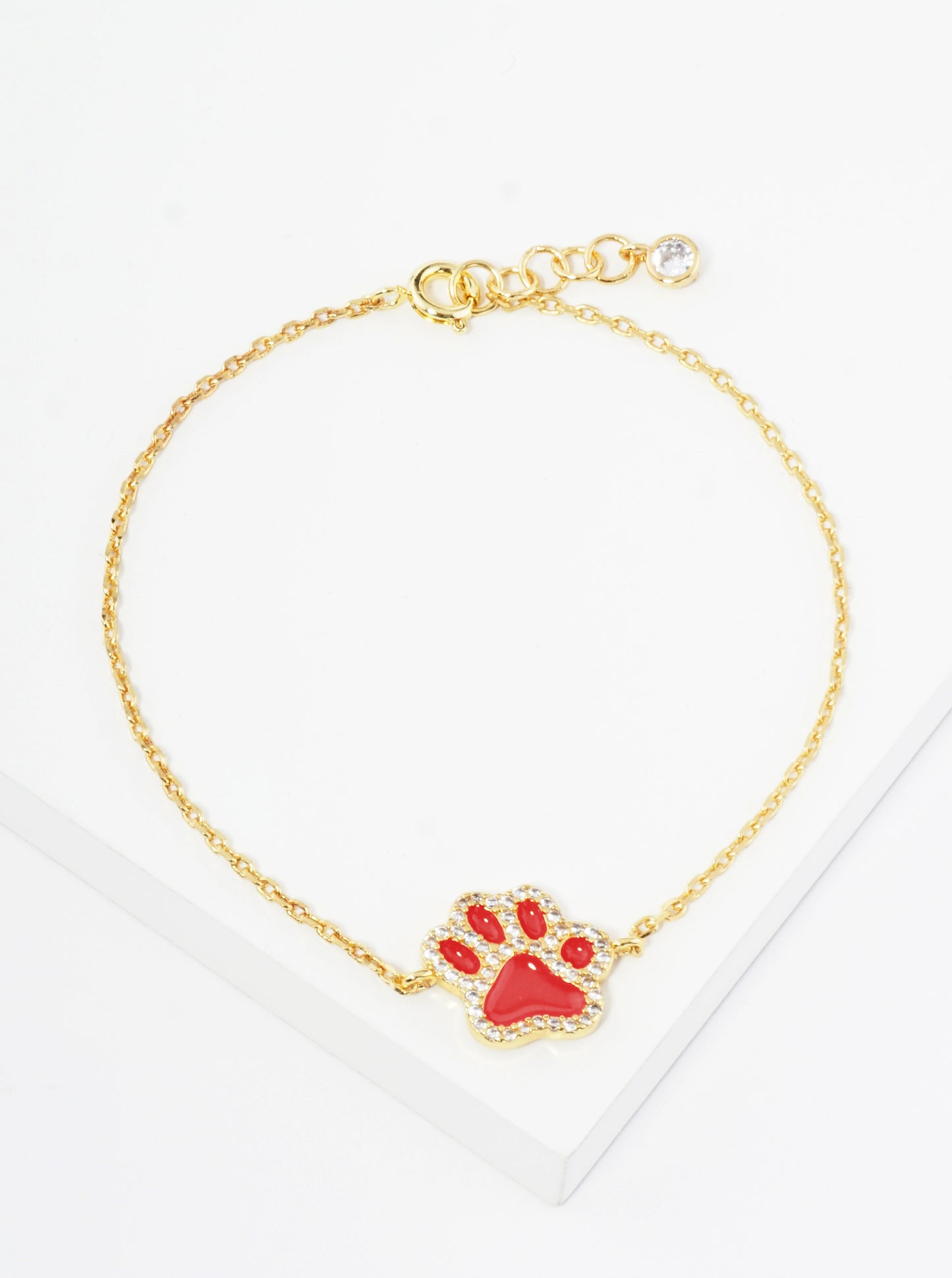 Game Day Mascot 18K Gold Dipped Micro Pave Set Cubic Zirconia 13mm Enamel Chain Bracelet