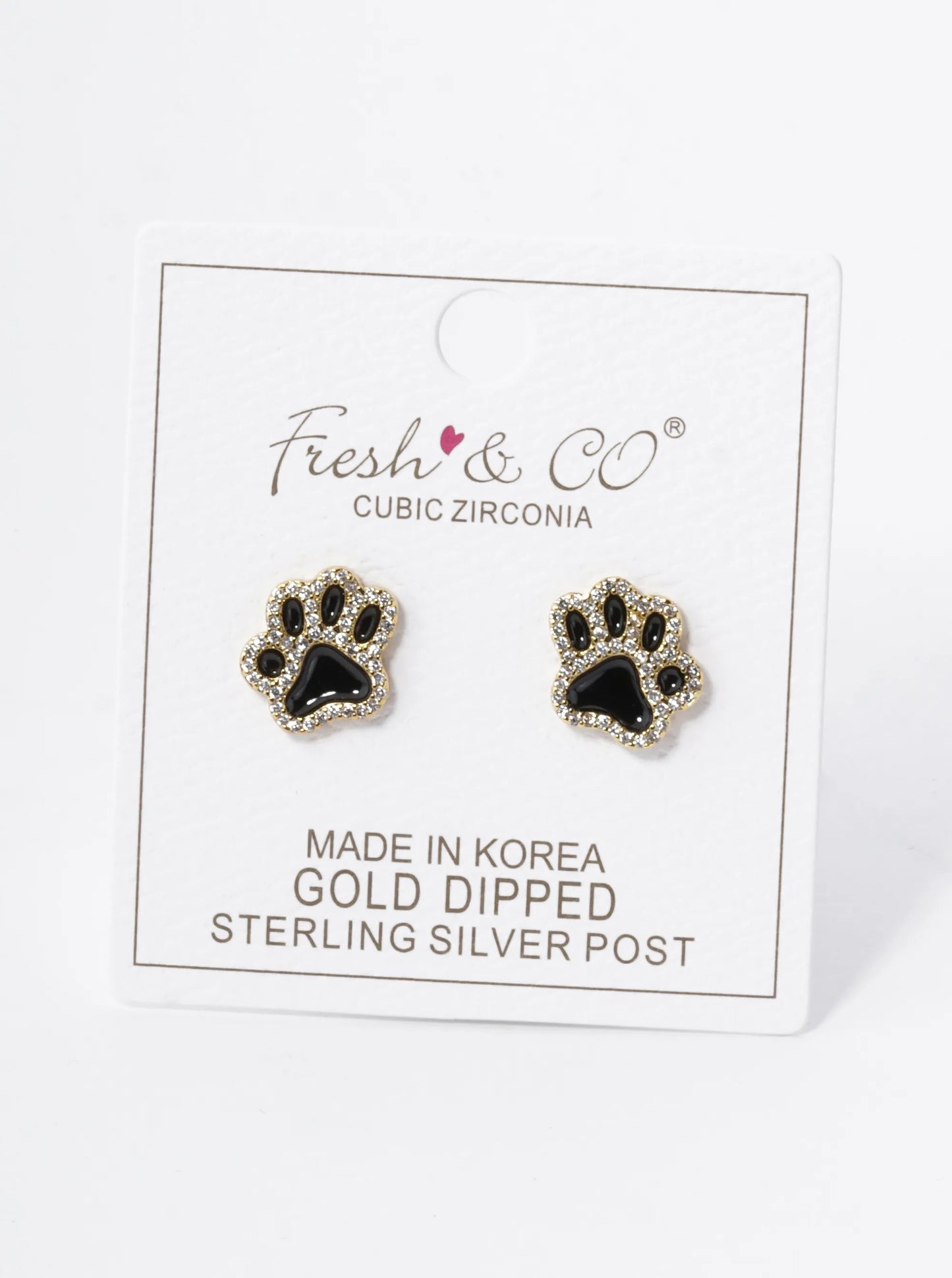 Game Day Mascot 18K Gold Dipped Micro Pave Set Cubic Zirconia 13mm Enamel Paw Stud Earrings