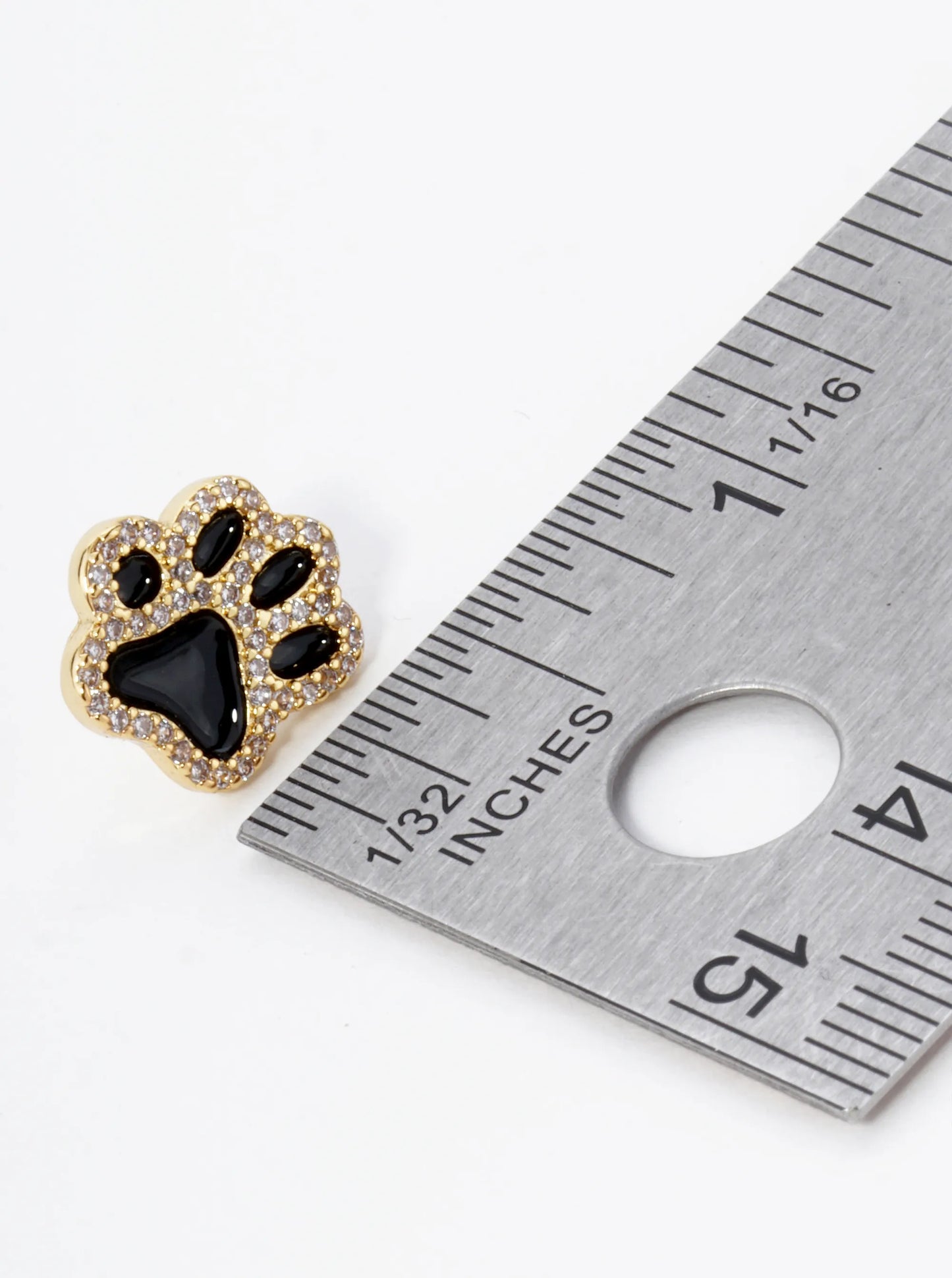 Game Day Mascot 18K Gold Dipped Micro Pave Set Cubic Zirconia 13mm Enamel Paw Stud Earrings