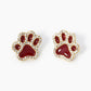 Game Day Mascot 18K Gold Dipped Micro Pave Set Cubic Zirconia 13mm Enamel Paw Stud Earrings
