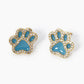 Game Day Mascot 18K Gold Dipped Micro Pave Set Cubic Zirconia 13mm Enamel Paw Stud Earrings