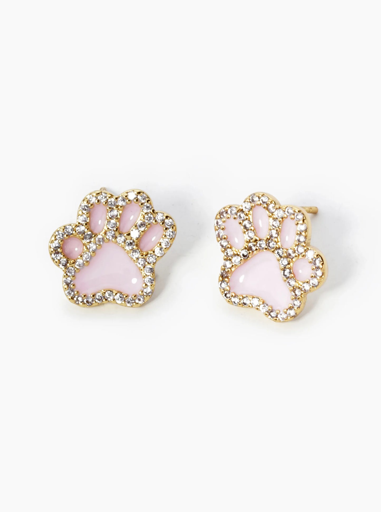 Game Day Mascot 18K Gold Dipped Micro Pave Set Cubic Zirconia 13mm Enamel Paw Stud Earrings