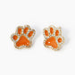 Game Day Mascot 18K Gold Dipped Micro Pave Set Cubic Zirconia 13mm Enamel Paw Stud Earrings