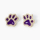 Game Day Mascot 18K Gold Dipped Micro Pave Set Cubic Zirconia 13mm Enamel Paw Stud Earrings
