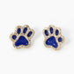 Game Day Mascot 18K Gold Dipped Micro Pave Set Cubic Zirconia 13mm Enamel Paw Stud Earrings