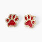 Game Day Mascot 18K Gold Dipped Micro Pave Set Cubic Zirconia 13mm Enamel Paw Stud Earrings